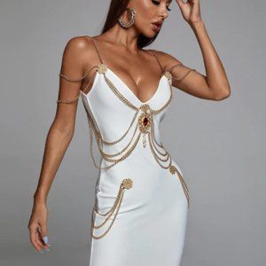 Sakina Metal Embellishment Maxi Dress - White